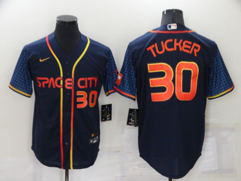 Men Houston Astros 30 Tucker Blue City Edition Game Nike 2022 MLB Jerseys